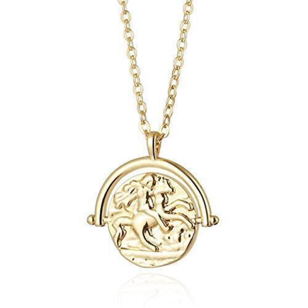 9401 18k Gold Plated Medallion Necklace Coin Pendant Round Circle Disk